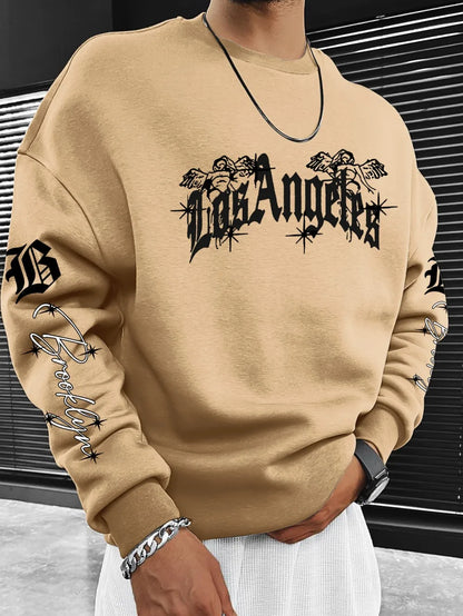 Men’s Gothic Letter Pullover – Soft Long Sleeve