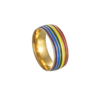 Rainbow LGBT Rings Jewelry Engagement Party Bagues Titanium Stainless Steel Bands For Couple Lovers Women Men Filled