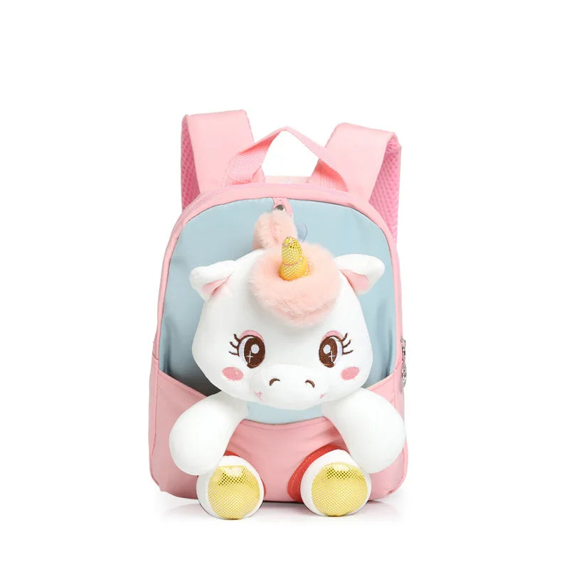 3D Unicorn Plush Kids Backpack – Toddler Girls Kindergarten Schoolbag & Stuffed Toy Bag