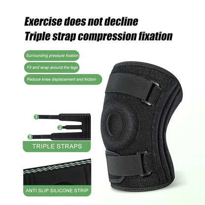 Plus‑Size Open‑Back Knee Brace – Side Stabilizers & Patella Support for Meniscus Tear Relief