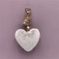 Rainbow Heart Pompom Keychain – Colorful Plush Ball Tassel Bag Charm for Women
