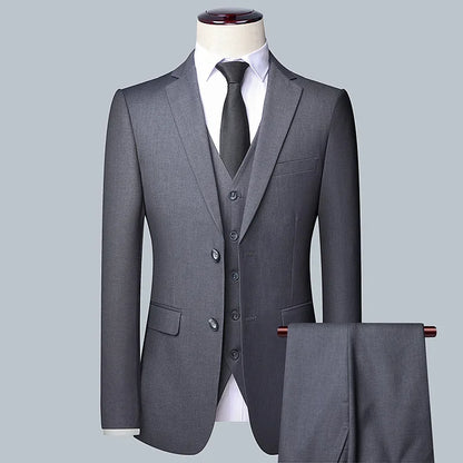 Men's (suit + Vest + Trousers) Solid Color Business Suit 3/2 Business Suit