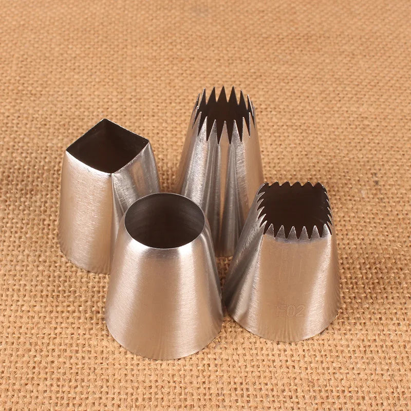 4‑Piece Large Piping Nozzle Set – Stainless Steel Icing Tips for Cakes & Desserts