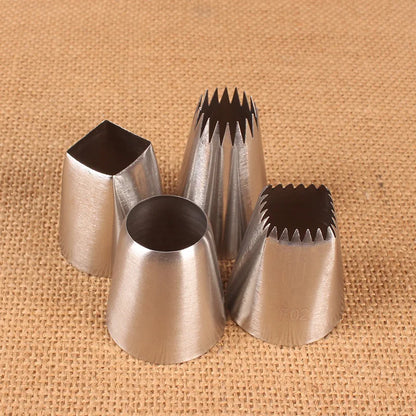 4‑Piece Large Piping Nozzle Set – Stainless Steel Icing Tips for Cakes & Desserts