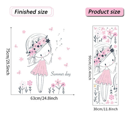 Cartoon Girl Unicorn Vinyl Child Wall Stickers for Baby Room Decoration Bedroom Accessories Furniture Decals Wall Art Room Decor