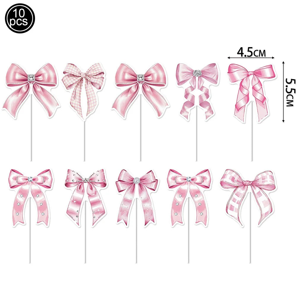 Pink Bow Birthday Theme Party Set Disposable