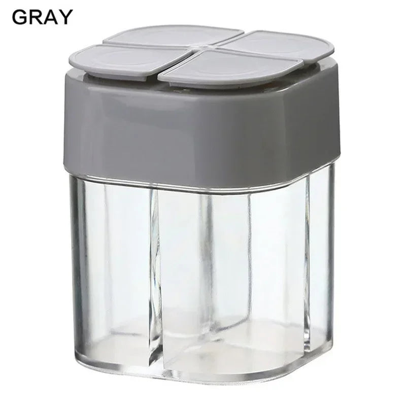 4 In 1 Spice Salt Pepper Transparent Seasoning Shakers jar Gadget with Cover