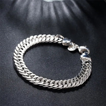 Fine 925 Sterling Silver Solid Chain Bracelet For Women Men Charm Party Gift Wedding party Fashion Jewelry