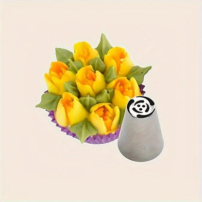 4pcs Stainless Steel Piping Nozzles Set - Vibrant Floral & Leaf Designs for Cupcake Decorating Perfect for DIY Desserts & Baking