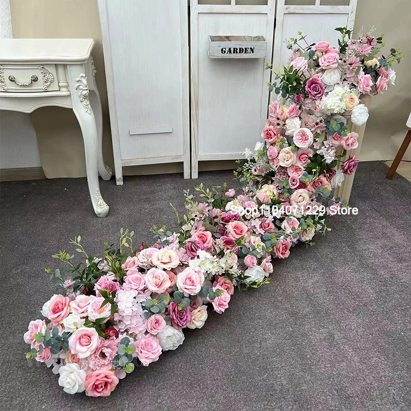 1m 2m Luxury Flower Row Runner Artificial Flowers for Table Centerpiece Wedding Decoration Mix Flowers Backdrop Wall Arches Deco