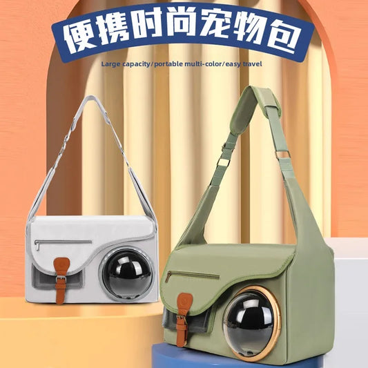 2025 New pet backpack, crossbody space capsule cat bag, large-capacity portable folding hand-held cat bag