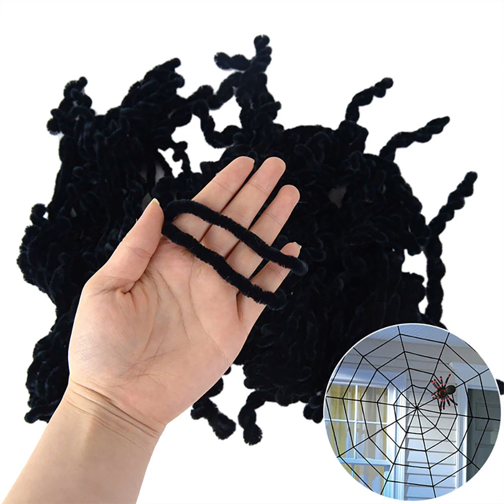 1.5/2.5m Giant Spider Webs Halloween Decorations,White Black Spider Web for House,Large Horror Stretchy Cobweb for Outdoors
