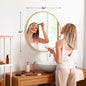 Large Gold Round Vanity Framed Mirror for Wall Matte Metal Framed 30 Inch Modern Mirror Tempered Glass Bedroom Living Room