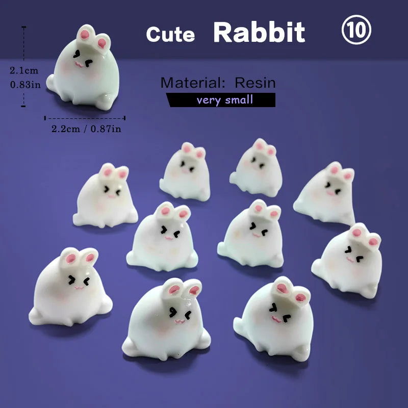 10Pcs Easter Rabbit Dinosaurs Capybara Duck Fox Pig Cat Turtle Frog Bird Figurine Miniature Fairy Garden Decoration Accessories