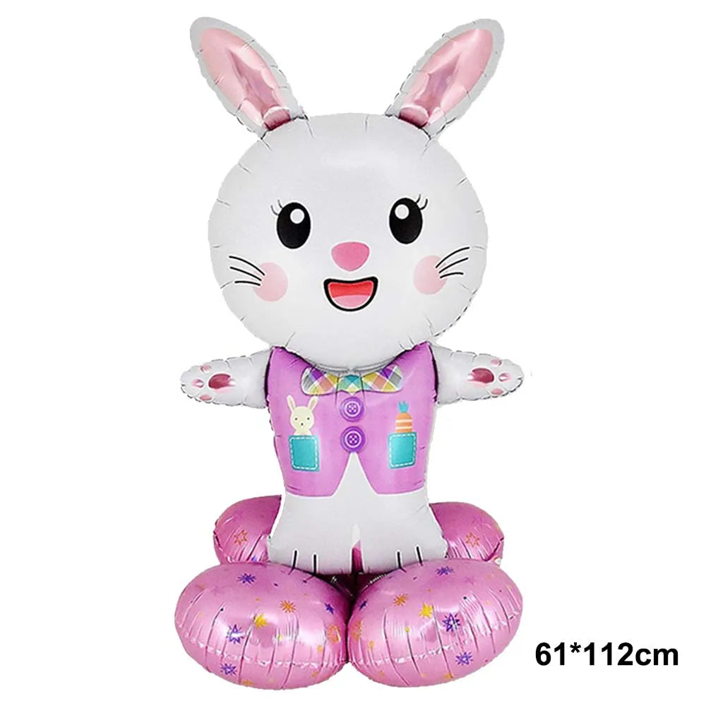 Cute Cartoon White Bunny Aluminum Foil Balloons Rabbit Happy Easter Party Decoration Supplies Children Favor Birthday Party Gift