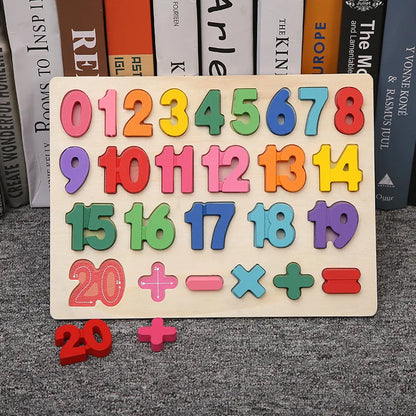 Baby Wooden Puzzles Montessori Toys 1 2 Years Toddler Toys Hand Grab Board Alphabet Number Cognition Learning Educational Toys