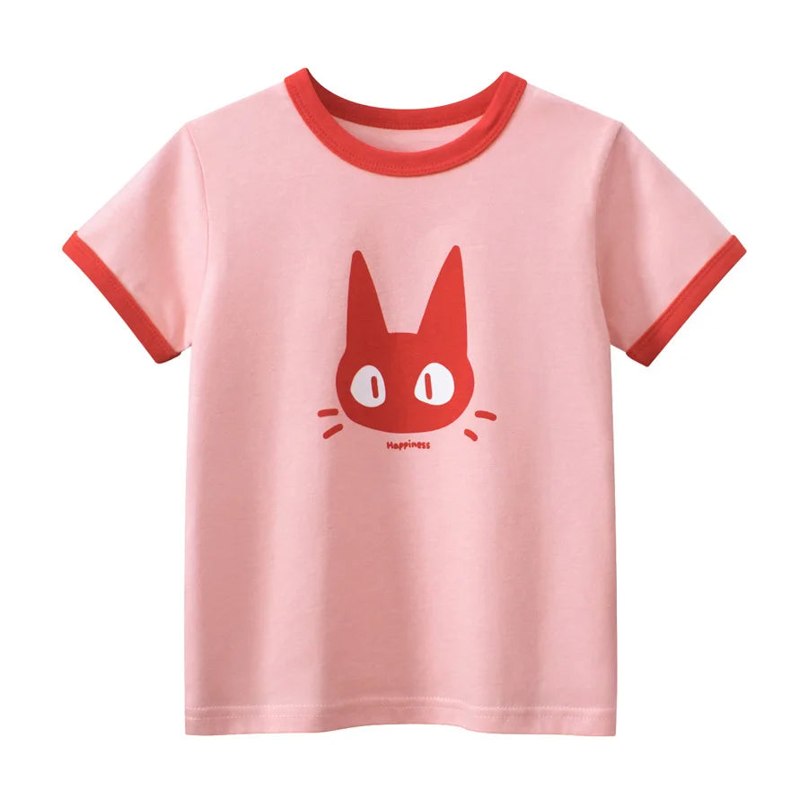 Short Sleeve Children Girl T-shirts Printed 2-8 Years Cotton Toddler Girl Tops Kids Baby Girl Tees Clothes
