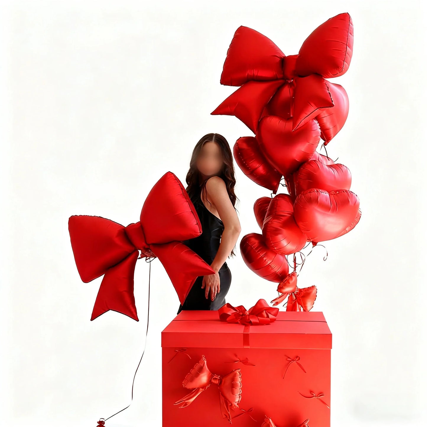 7pcs/set Red Heart Bow Balloons Set Wedding Birthday Valentine'S Day Party Decoration Christmas Decorations Festive Supplies