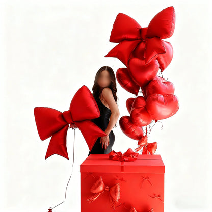 7pcs/set Red Heart Bow Balloons Set Wedding Birthday Valentine'S Day Party Decoration Christmas Decorations Festive Supplies
