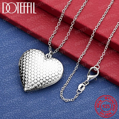 925 Sterling Silver Exquisite Heart Pendant Necklace Women Party Wedding Gift Jewelry Accessories