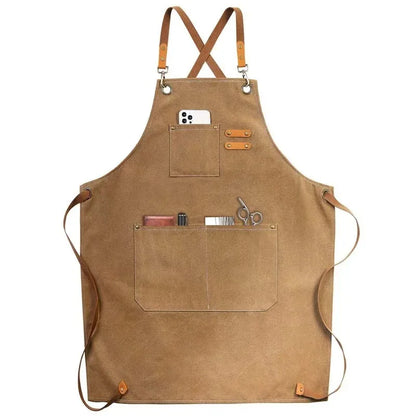 Household Canvas Apron Oil-proof  Can Wipe Hands  Kitchen CookingMen Women Adult With Tool Pockets Fashion Coffee Over  apron