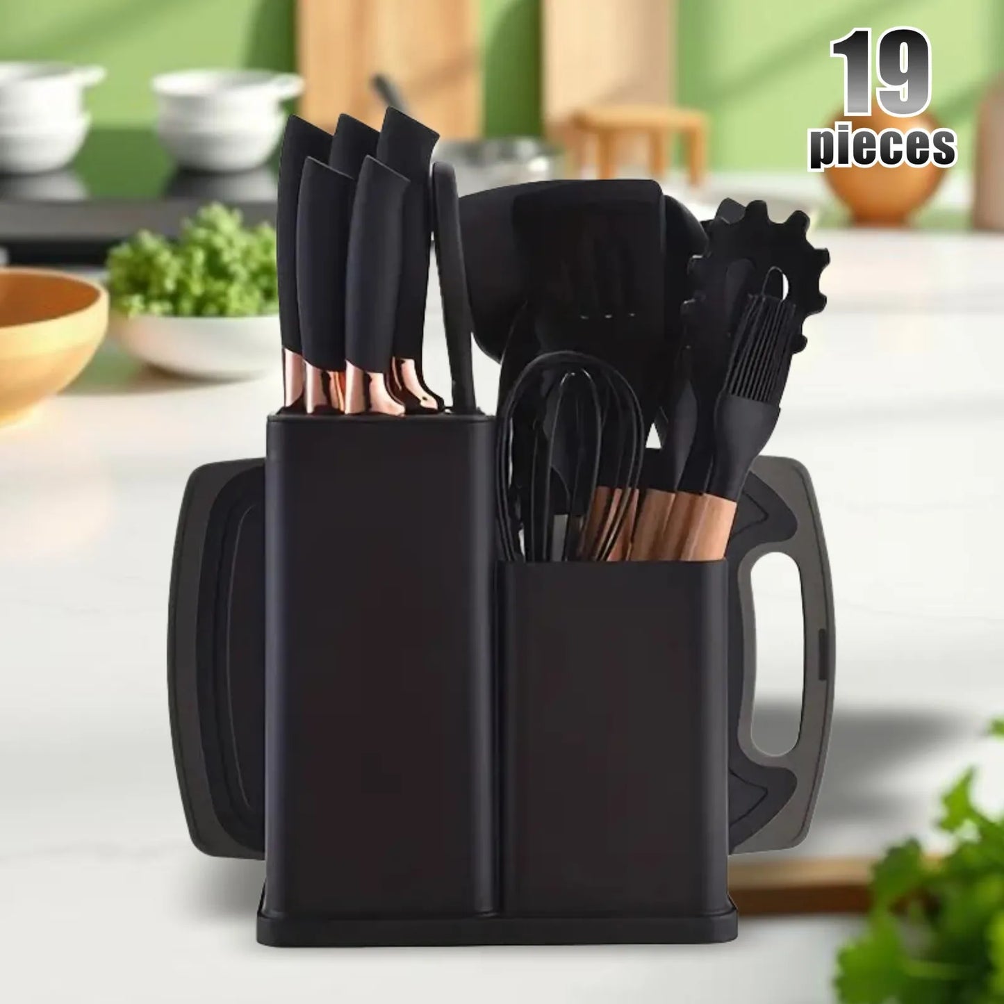19 sets of kitchen knives with a knife holder, professional high carbon steel stainless steel cooking knife set,holiday gifts