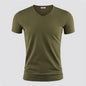 Men's Pure Color V Collar Short Sleeved T-Shirt