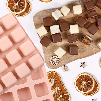 Square Caramel Candy Silicone Mold 16 Cavity Chocolate Truffles For Fat Bombs Keto Snacks Ice Cube Tray Gummy Jelly Wax Melts