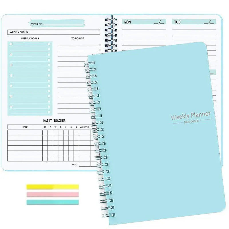 Weekly Undated Spiral Binding Notebook Agenda Planner A5