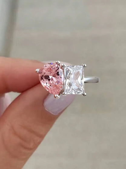 925 Sterling Silve Fashion Delicate Sweet Pink Zircon Ring For Women Anniversary Luxury Personalized High Quality Fine Jewelry
