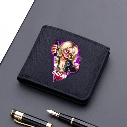 Child's Play Chucky Canvas Men Wallet Black/blue/gray Card Holder Male Money Bag bank Holder Short Purse Credit Card Case Bag