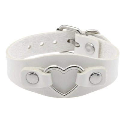 Punk Gothic Style PU Leather Faux Jewelry Heart Bracelet ,Male Female Lover Bangle Holiday Party Costume ﻿