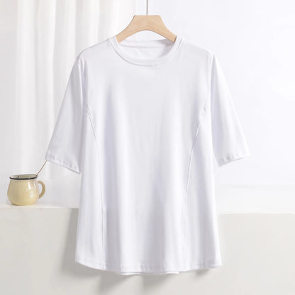 XL to 8XL plus size O-Neck Tshirts Women's basic T-shirt solid color half sleeves summer simple Tee Tops Bottoming Tees all mat
