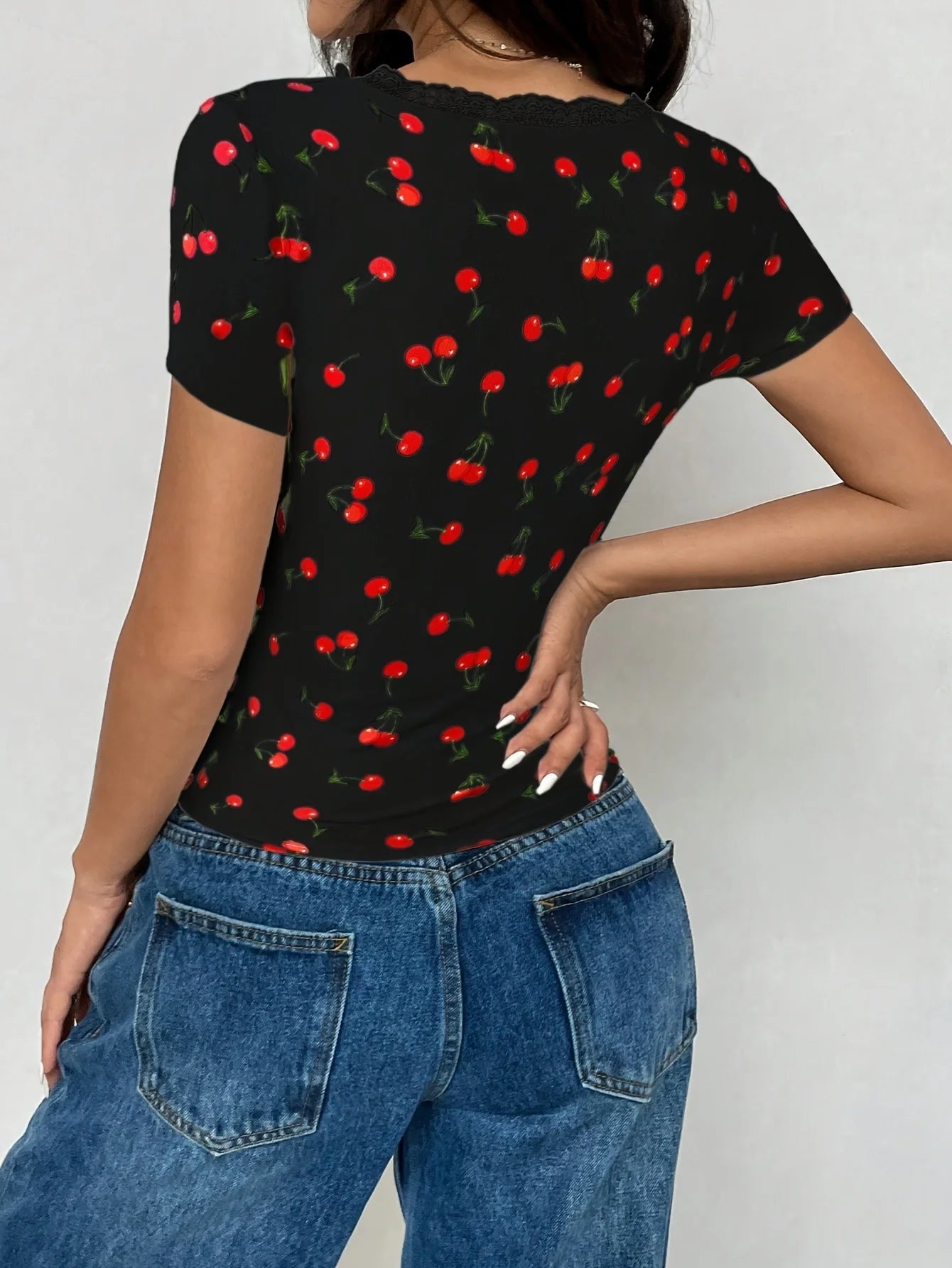 Women's Floral Print Lace Trim Button Front Off Shoulder Vintage Blouse
