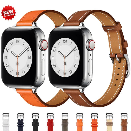 Slim Leather Strap for Apple Watch Band 49mm 45mm 44mm 42mm 41 38 40mm Woman Bracelet for IWatch Series Ultra 8 7 6 SE 5 4 3 2 1