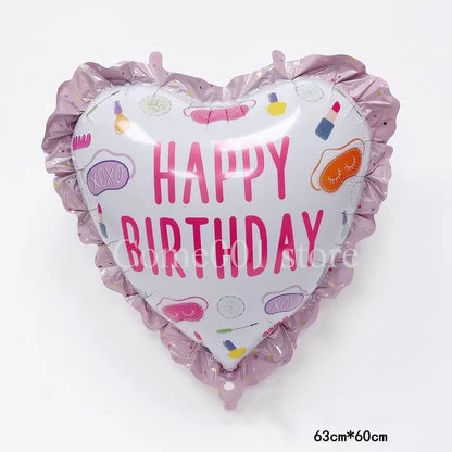 Lipstick Nail Polish Aluminum Film Ballons Girls Makeup Beauty Theme Birthday Party Decoration Balloons
