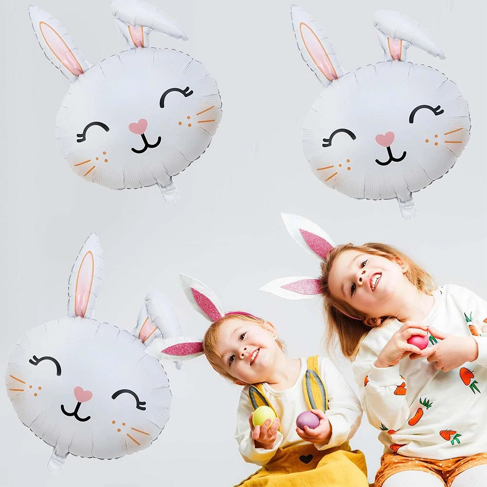 Easter Bunny Foil Balloon Cute Rabbit Chicken Egg Cartoon Carrot Foil Balloon Kids Happy Easter Gift Girl Baby Shower Decoration