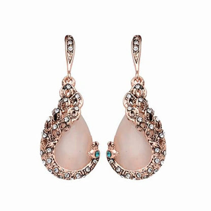 3pcs\ Women Elegant Waterdrop Rhinestone Pendant Necklace Hook Earrings Jewelry Set
