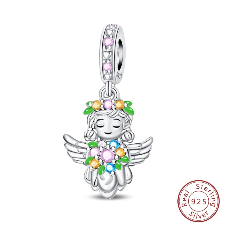 Springtime Charms 925 Sterling Silver Swallow Snail Butterfly Flower Charms Beads Fit Qikaola Bracelet DIY Birthday Jewelry Gift