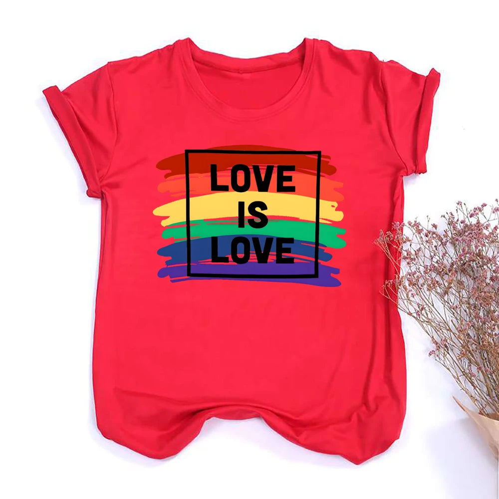 Love Is Love Print Women's T-shirt Pride Rainbow Print