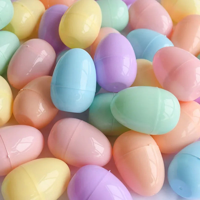100Pcs Macaron Color Easter Eggs Plastic Fillable Easter Egg Hunt Game Supplies Candy Gift Packing Box Kids Birthday Party Decor