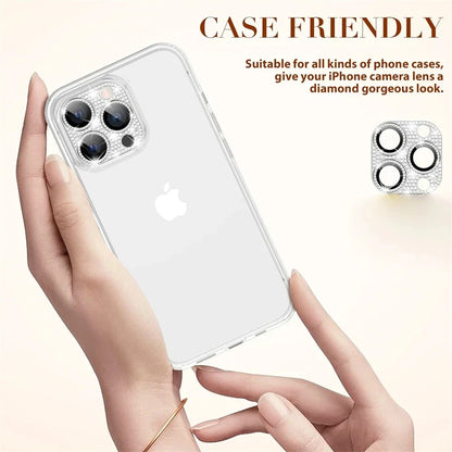 Bling Diamond Camera Lens Protector for iPhone – Glitter Metal Case for iPhone 11/12/13/14/15/16 & Pro Max Models