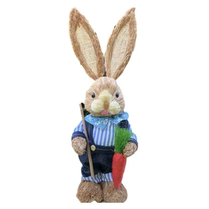 Easter Rabbit Decoration Bunny Figure Cattail Craft Ornament Home Holiday Cute Bunny Home Decoration Easter Rabbit Decoration