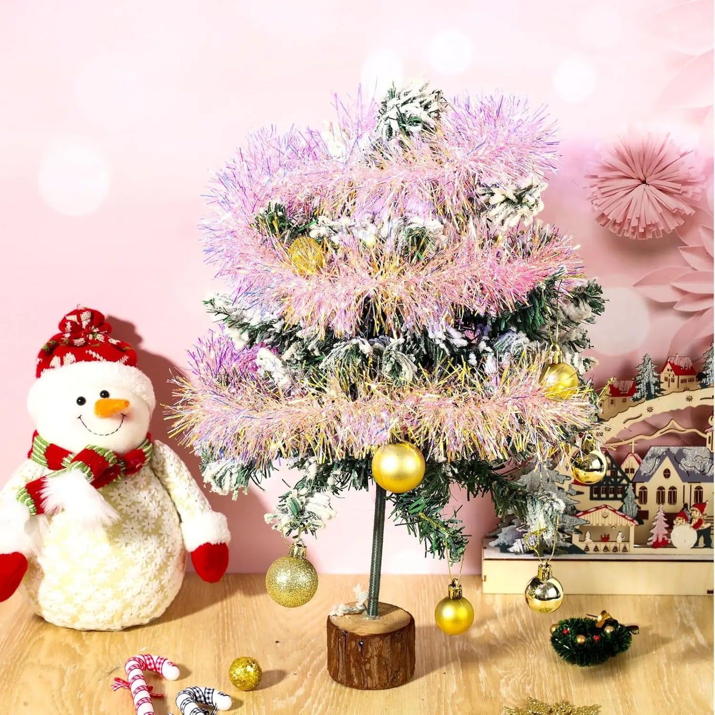 78.7inch Pink Tinsel Garland Shiny Metallic Glitter Party Decoration for Christmas Valentine Wedding Birthday Holiday Home Decor