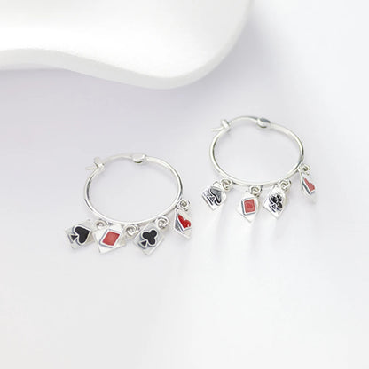 925 Sterling Silver Earrings Poker Suit Earrings Original Earring For Ladies Fashion Friends Party Daily Wear Gifts