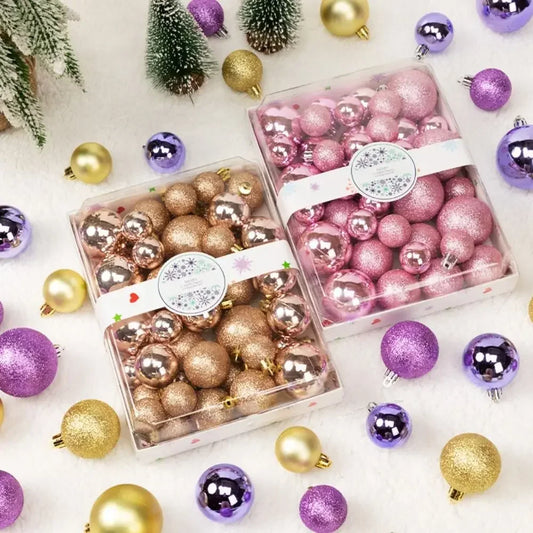 42PCS High-quality Plastic Christmas Ball Set 3cm 4cm 5cm 7 Colors Xmas Ornament Ball Suspensable Xmas Baubles Home