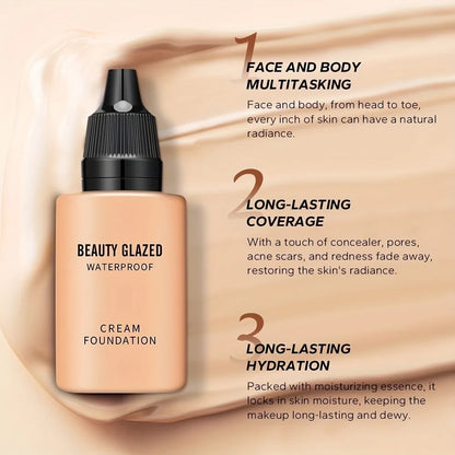 2024 New Foundation +Puff set Liquid Matte Full Coverage Foundation Waterproof Matte Natural Foundation With Blue Thumb Puff