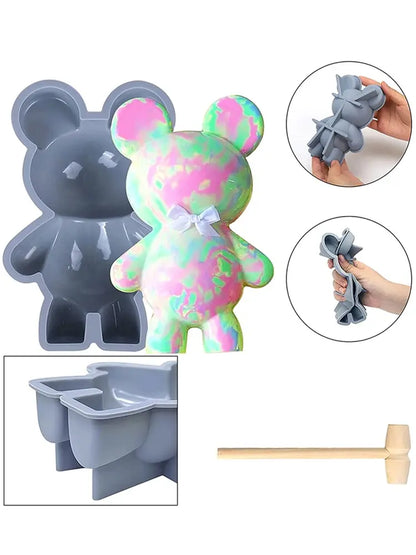 1PC 3D Surprise Bear Chocolate Silicone Mold DIY Mousse Cake Mould For Cake Decorating Tools