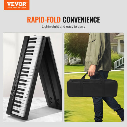 VEVOR 88‑Key Foldable Digital Piano – Bluetooth & MIDI Portable Rechargeable Keyboard for Beginners