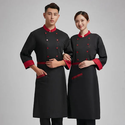 Long Sleeve Chef Coat for Big Men in White – Perfect Uniform for Kitchen Staff in Restaurants and Hotels